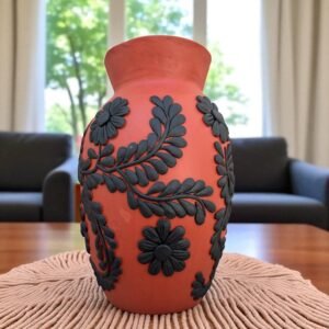 Embroidered Clay Vase From Oaxaca México Home Decor Handcrafted Jarron Barro Bordado Oaxaca Handmade Unique Designs From Artisans