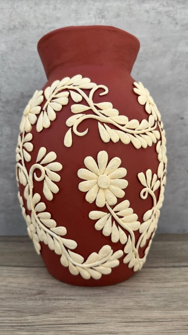 Embroidered Clay Vase From Oaxaca México Home Decor Handcrafted Jarron Barro Bordado Oaxaca Handmade Unique Designs From Artisans - Image 2