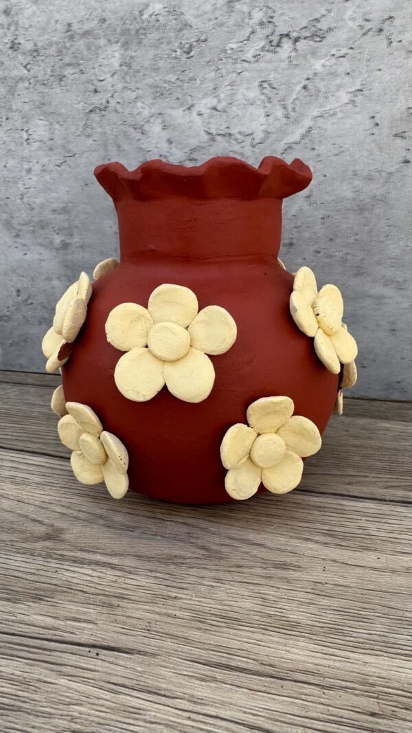 Embroidered Clay Vase From Oaxaca México Home Decor Handcrafted Jarron Barro Bordado Oaxaca Handmade Unique Designs From Artisans - Image 2