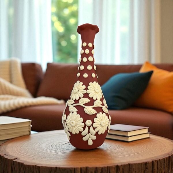 Embroidered Clay Vase From Oaxaca México Home Decor Handcrafted Jarron Barro Bordado Oaxaca Handmade Unique Designs From Artisans