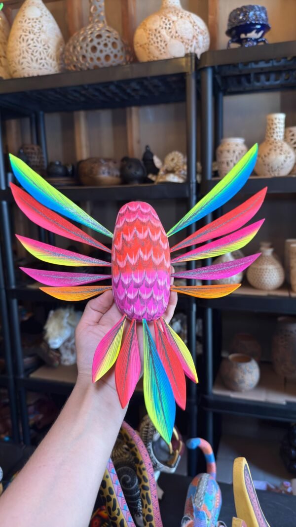 Large Hummingbird Oaxaca Statue Mexican Folk Art Alebrije Sculpture, Wooden  Decoration Figure, Made Of Wood And Carved By Hand 15” Long - Image 5