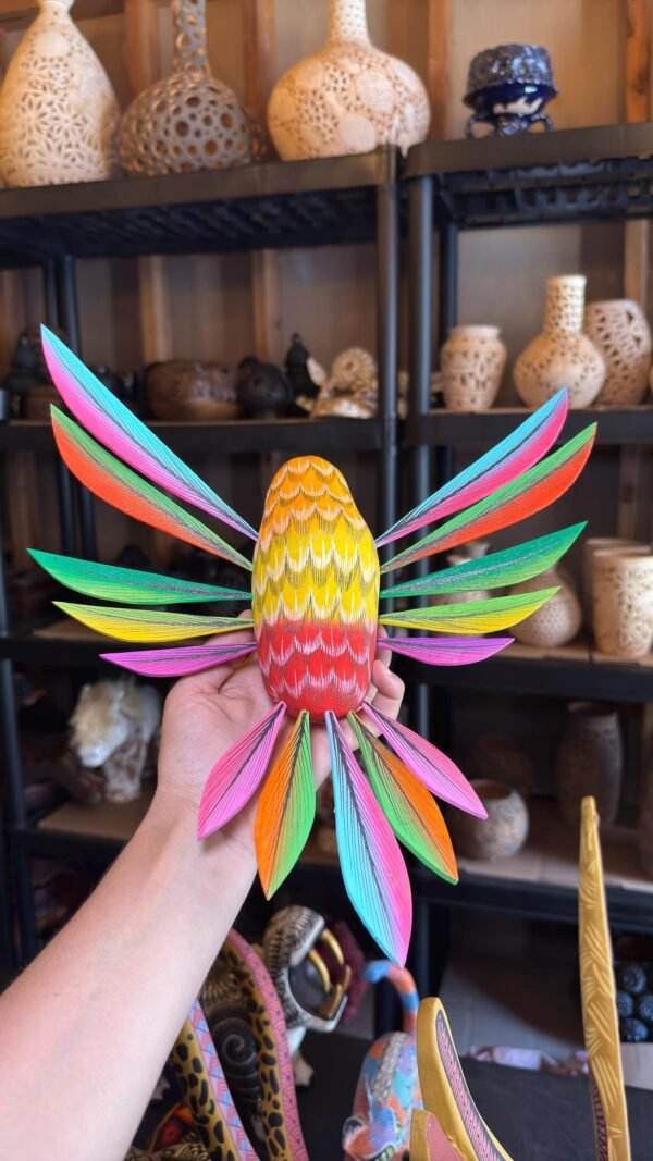 Large Hummingbird Oaxaca Statue Mexican Folk Art Alebrije Sculpture, Wooden  Decoration Figure, Made Of Wood And Carved By Hand 15” Long - Image 5
