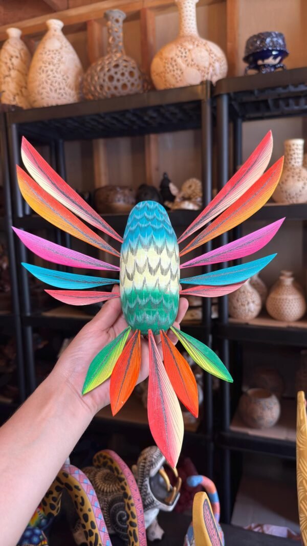 Large Hummingbird Oaxaca Statue Mexican Folk Art Alebrije Sculpture, Wooden  Decoration Figure, Made Of Wood And Carved By Hand 15” Long - Image 5