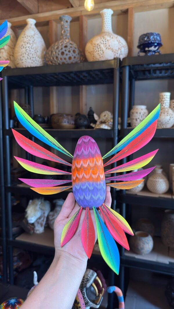 Large Hummingbird Oaxaca Statue Mexican Folk Art Alebrije Sculpture, Wooden  Decoration Figure, Made Of Wood And Carved By Hand 15” Long - Image 3