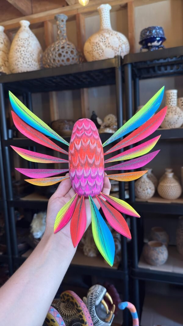 Large Hummingbird Oaxaca Statue Mexican Folk Art Alebrije Sculpture, Wooden  Decoration Figure, Made Of Wood And Carved By Hand 15” Long - Image 5