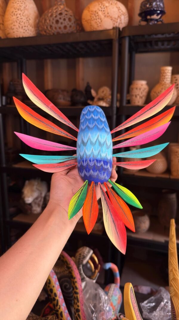 Large Hummingbird Oaxaca Statue Mexican Folk Art Alebrije Sculpture, Wooden  Decoration Figure, Made Of Wood And Carved By Hand 15” Long - Image 5