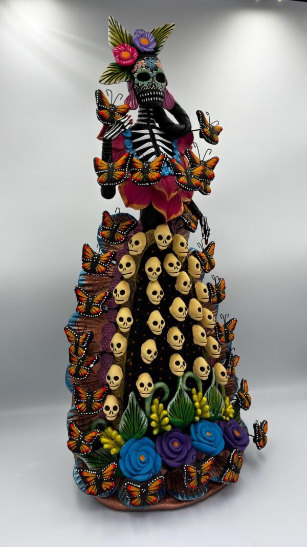 Catrina Skull Frida Kahlo Doll, Michoacan Mexico Made by Artisans Day Of The Dead, Human Skeleton, Mexican Decorations, Sugar Skull 21.6” - Image 3
