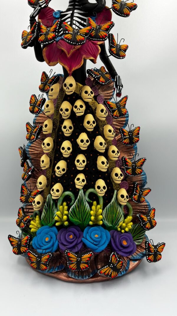 Catrina Skull Frida Kahlo Doll, Michoacan Mexico Made by Artisans Day Of The Dead, Human Skeleton, Mexican Decorations, Sugar Skull 21.6” - Image 5