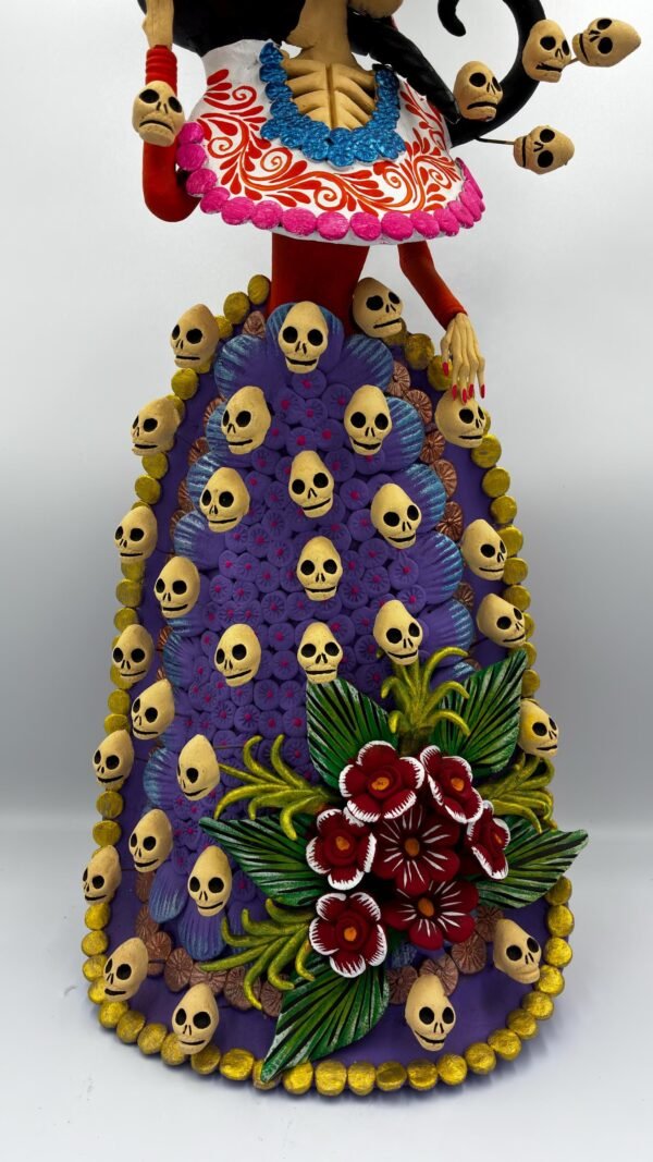 Catrina Skull Frida Kahlo Doll, Michoacan Mexico Made by Artisans Day Of The Dead, Human Skeleton, Mexican Decorations, Sugar Skull 21.6” - Image 5