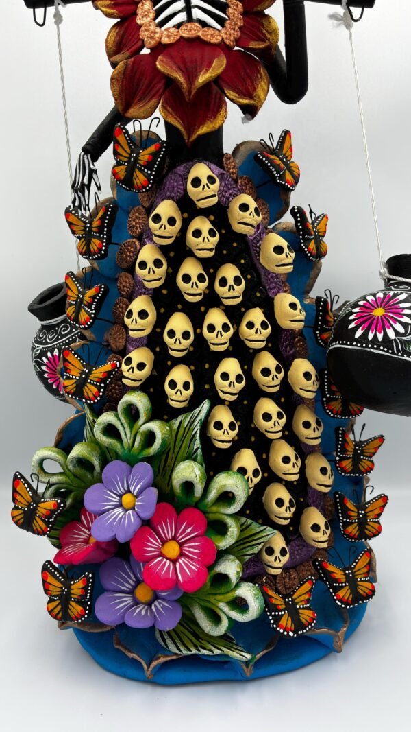 Catrina Skull Frida Kahlo Doll, Michoacan Mexico Made by Artisans Day Of The Dead, Human Skeleton, Mexican Decorations, Sugar Skull 21.6” - Image 5