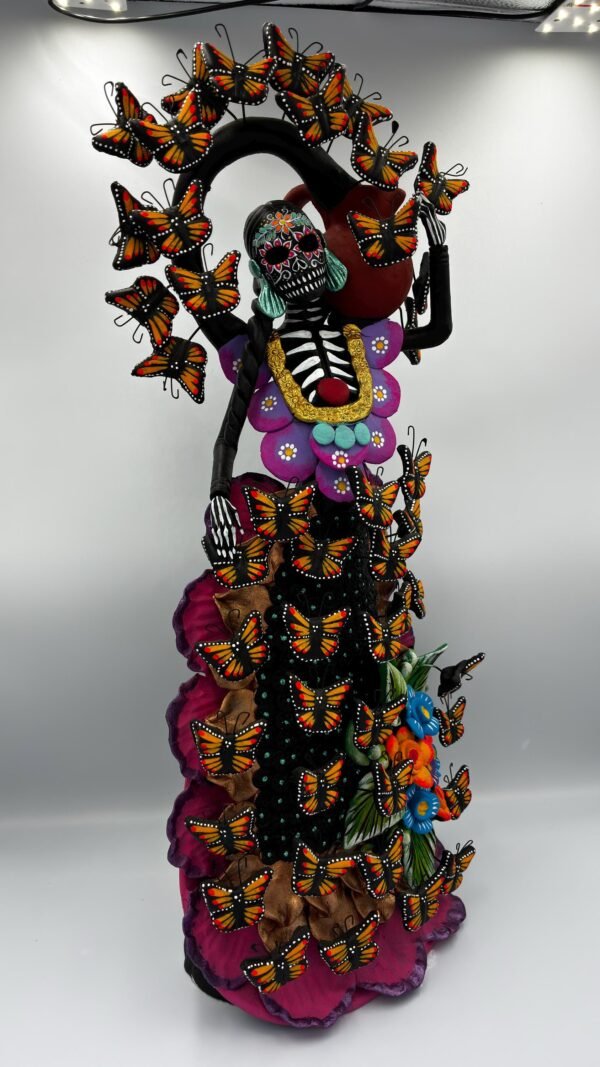 Catrina Skull Frida Kahlo Doll, Michoacan Mexico Made by Artisans Day Of The Dead, Human Skeleton, Mexican Decorations, Sugar Skull 21.6” - Image 3