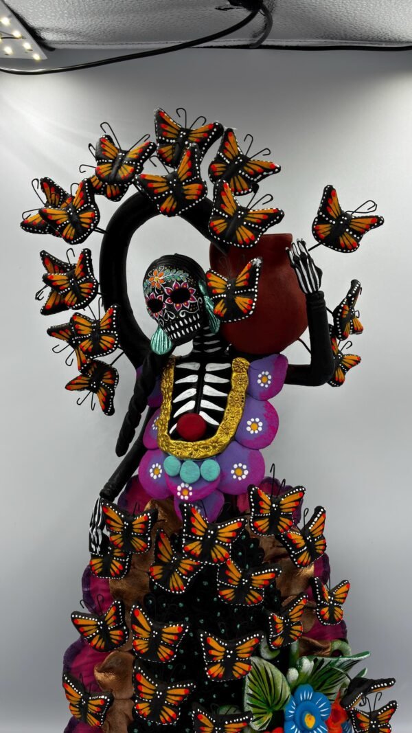 Catrina Skull Frida Kahlo Doll, Michoacan Mexico Made by Artisans Day Of The Dead, Human Skeleton, Mexican Decorations, Sugar Skull 21.6” - Image 4