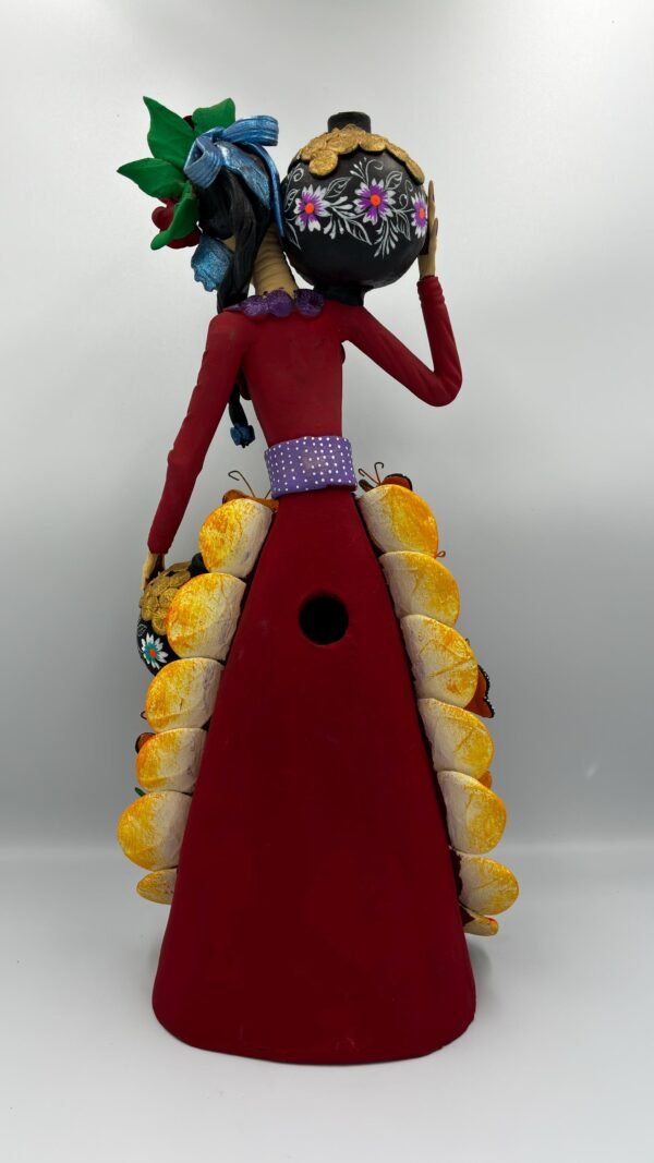 Catrina Skull Frida Kahlo Doll, Michoacan Mexico Made by Artisans Day Of The Dead, Human Skeleton, Mexican Decorations, Sugar Skull 17.7” - Image 6