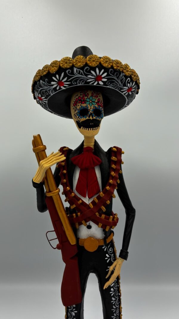 Elegant Catrín Skull  Doll, Michoacan Mexico Made by Artisans Day Of The Dead, Human Skeleton, Mexican Decorations, Sugar Skull 13” Tall - Image 4