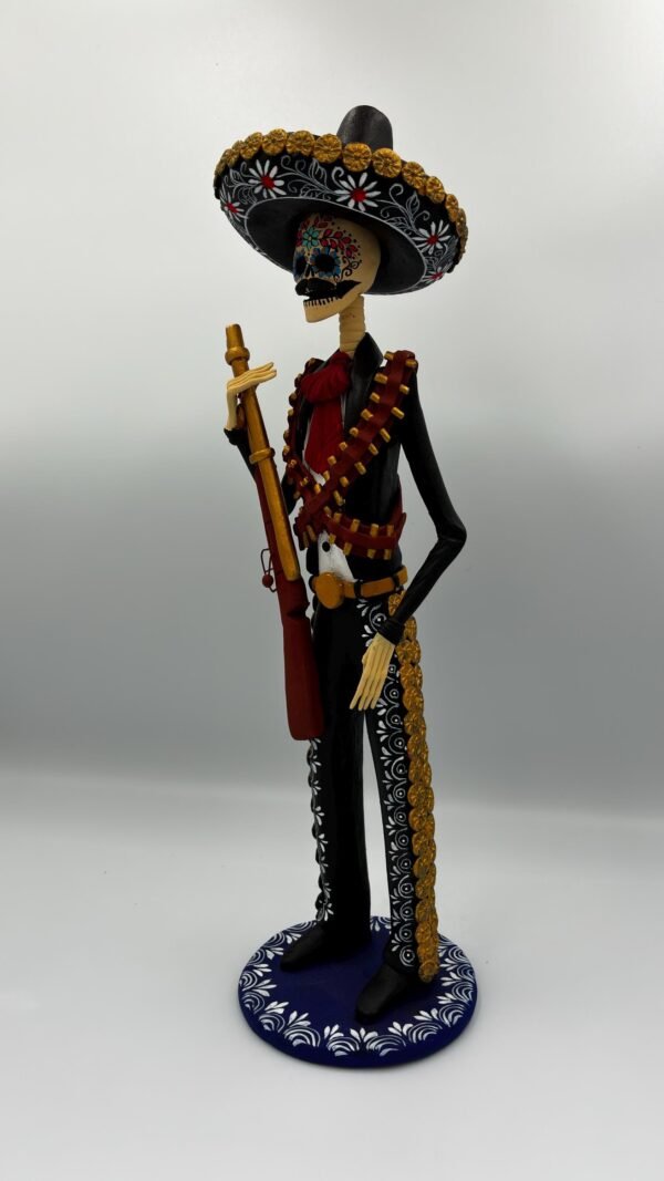 Elegant Catrín Skull  Doll, Michoacan Mexico Made by Artisans Day Of The Dead, Human Skeleton, Mexican Decorations, Sugar Skull 13” Tall - Image 5