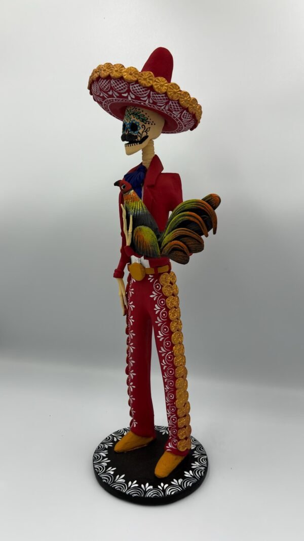 Elegant Catrín Skull  Doll, Michoacan Mexico Made by Artisans Day Of The Dead, Human Skeleton, Mexican Decorations, Sugar Skull 13” Tall - Image 3