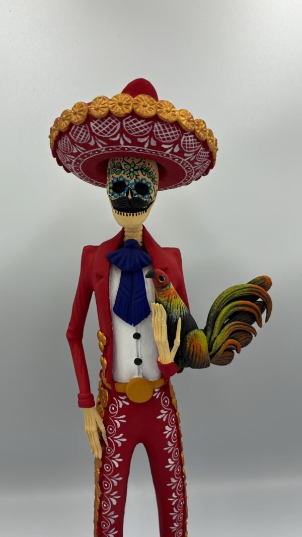 Elegant Catrín Skull  Doll, Michoacan Mexico Made by Artisans Day Of The Dead, Human Skeleton, Mexican Decorations, Sugar Skull 13” Tall - Image 4