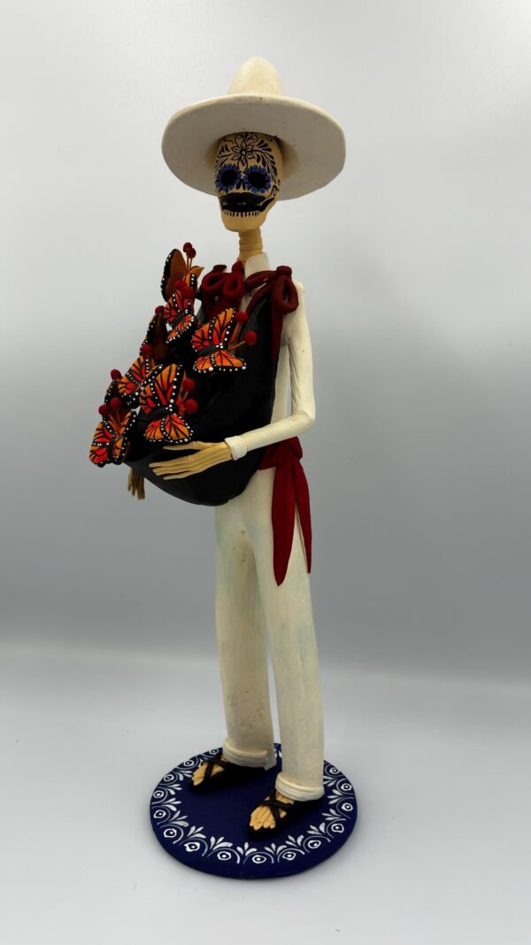 Elegant Catrín Skull  Doll, Michoacan Mexico Made by Artisans Day Of The Dead, Human Skeleton, Mexican Decorations, Sugar Skull 13” Tall - Image 3
