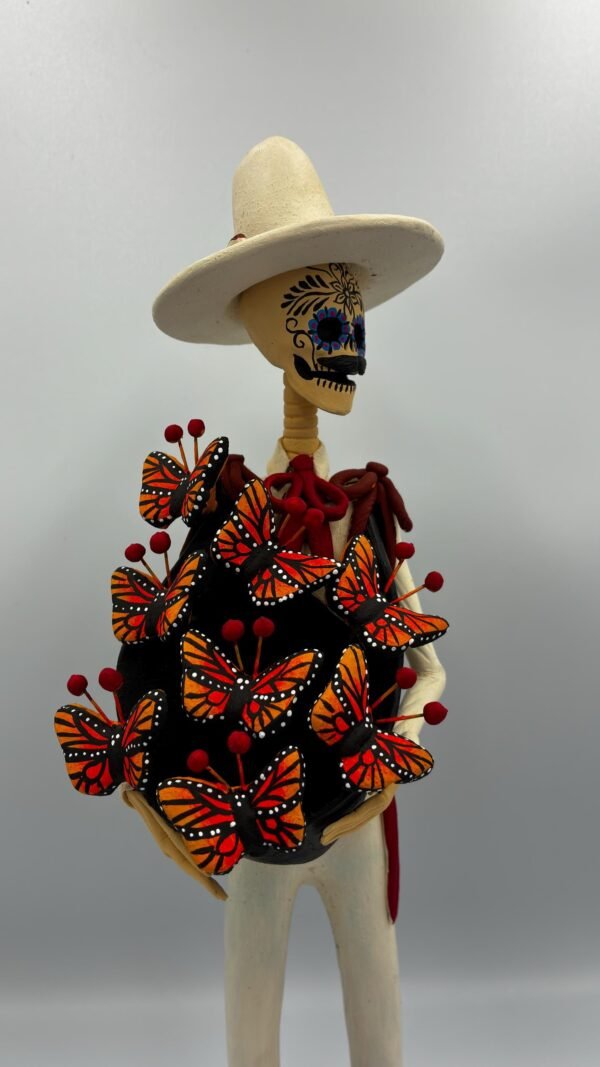 Elegant Catrín Skull  Doll, Michoacan Mexico Made by Artisans Day Of The Dead, Human Skeleton, Mexican Decorations, Sugar Skull 13” Tall - Image 4