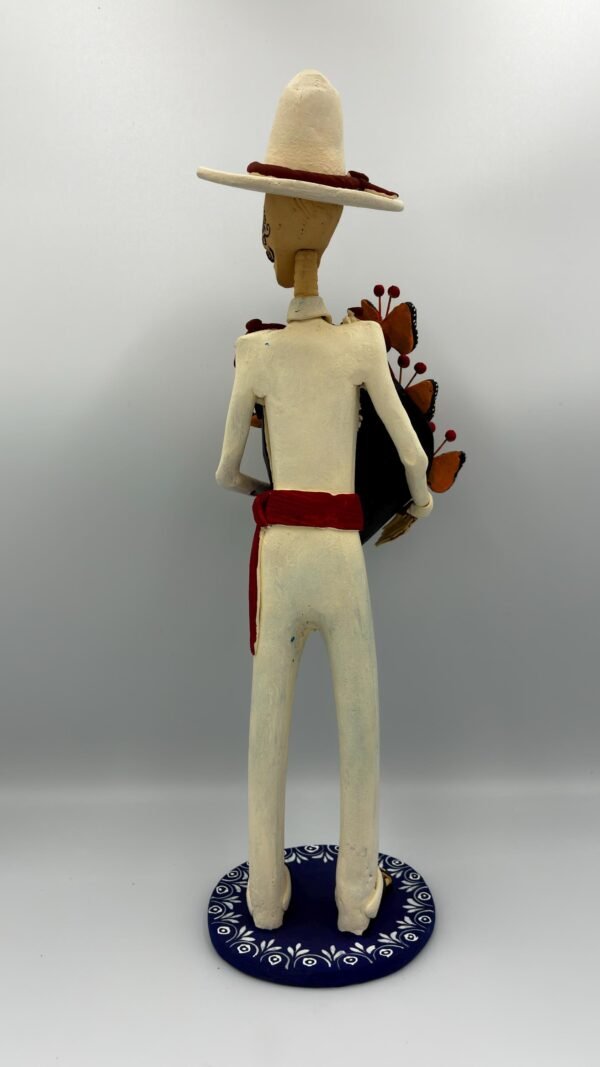 Elegant Catrín Skull  Doll, Michoacan Mexico Made by Artisans Day Of The Dead, Human Skeleton, Mexican Decorations, Sugar Skull 13” Tall - Image 5