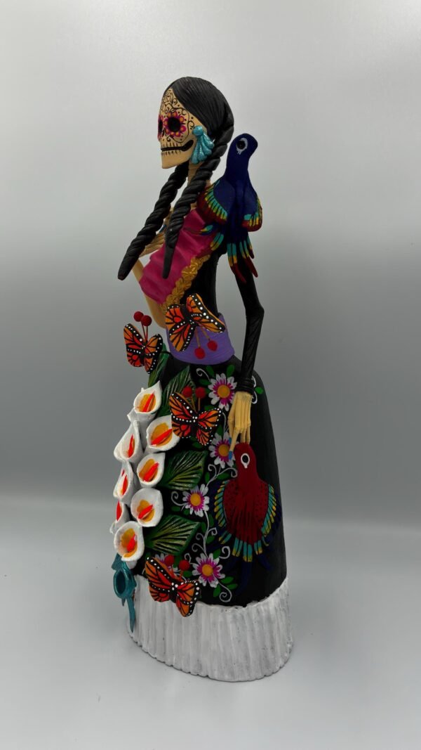 Catrina Skull Frida Kahlo Doll, Michoacan Mexico Made by Artisans Day Of The Dead, Human Skeleton, Mexican Decorations, Sugar Skull 13” Tall - Image 3