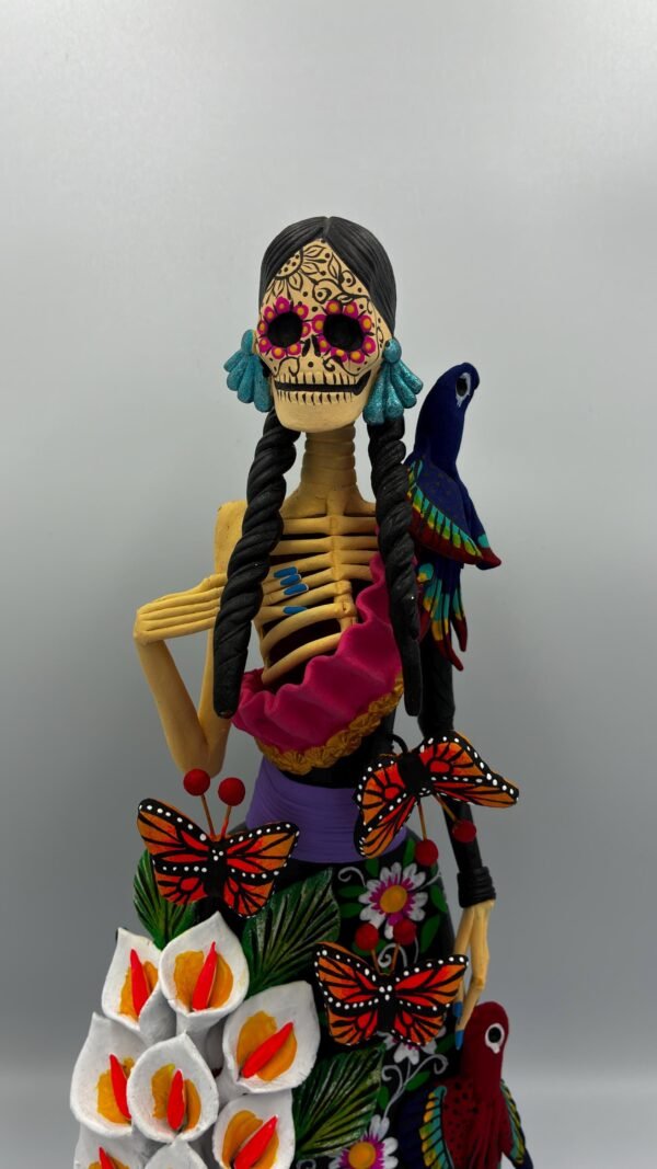 Catrina Skull Frida Kahlo Doll, Michoacan Mexico Made by Artisans Day Of The Dead, Human Skeleton, Mexican Decorations, Sugar Skull 13” Tall - Image 4