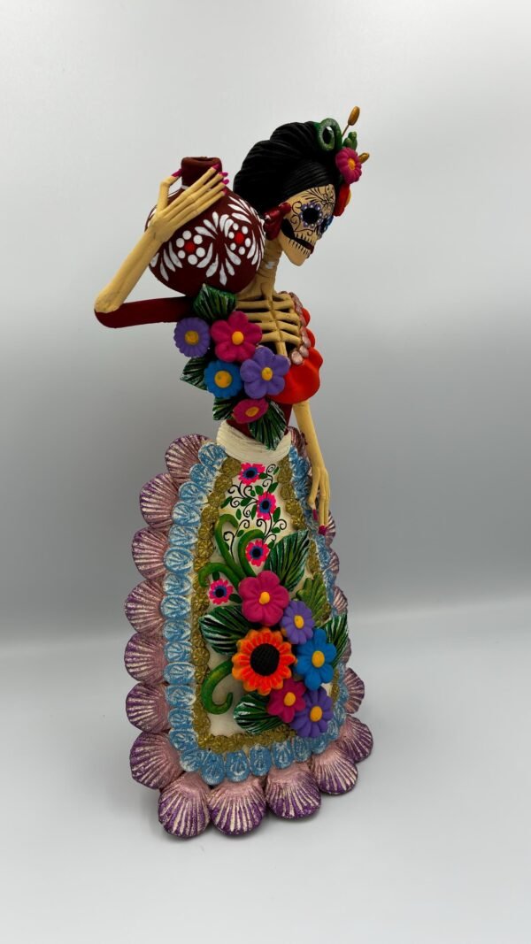 Catrina Skull Frida Kahlo Doll, Michoacan Mexico Made by Artisans Day Of The Dead, Human Skeleton, Mexican Decorations, Sugar Skull 13” Tall - Image 3
