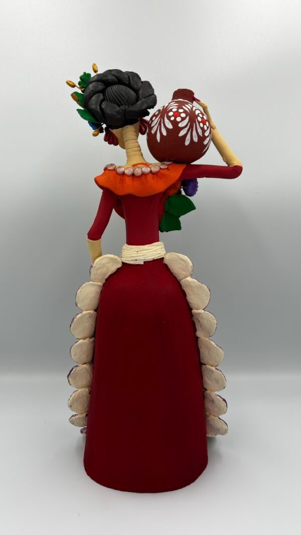 Catrina Skull Frida Kahlo Doll, Michoacan Mexico Made by Artisans Day Of The Dead, Human Skeleton, Mexican Decorations, Sugar Skull 13” Tall - Image 5