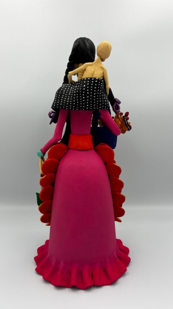 Catrina Skull Frida Kahlo Doll, Michoacan Mexico Made by Artisans Day Of The Dead, Human Skeleton, Mexican Decorations, Sugar Skull 13” Tall - Image 5