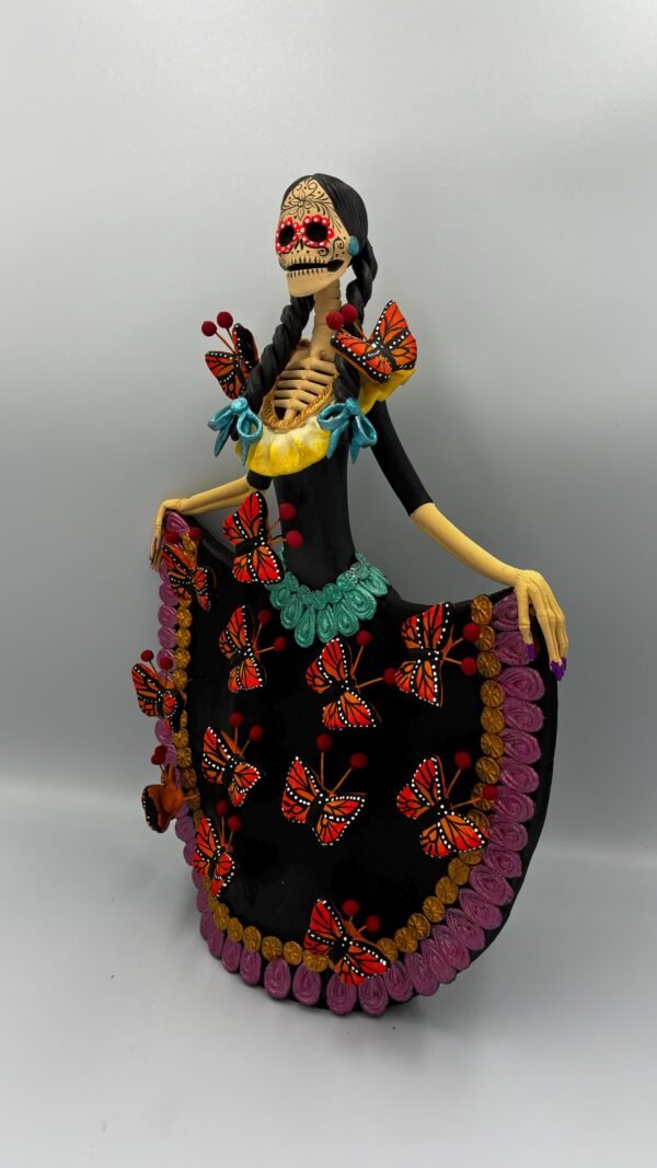 Catrina Skull Frida Kahlo Doll, Michoacan Mexico Made by Artisans Day Of The Dead, Human Skeleton, Mexican Decorations, Sugar Skull 13” Tall - Image 3