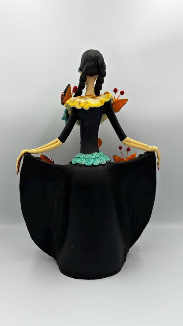 Catrina Skull Frida Kahlo Doll, Michoacan Mexico Made by Artisans Day Of The Dead, Human Skeleton, Mexican Decorations, Sugar Skull 13” Tall - Image 5