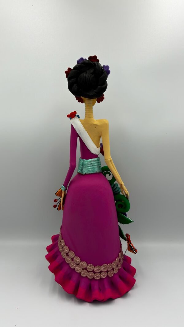 Catrina Skull Frida Kahlo Doll, Michoacan Mexico Made by Artisans Day Of The Dead, Human Skeleton, Mexican Decorations, Sugar Skull 13” Tall - Image 5
