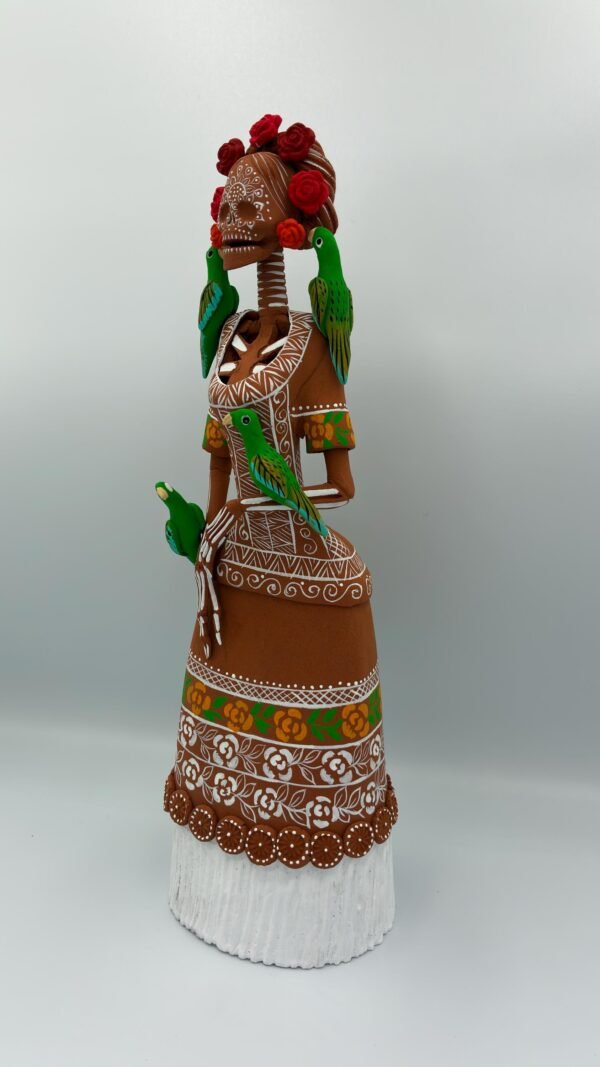 Catrina Skull Frida Kahlo Doll, Michoacan Mexico Made by Artisans Day Of The Dead, Human Skeleton, Mexican Decorations, Sugar Skull 13” Tall - Image 3