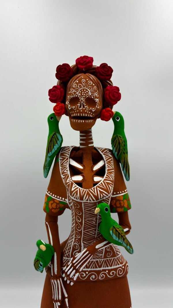 Catrina Skull Frida Kahlo Doll, Michoacan Mexico Made by Artisans Day Of The Dead, Human Skeleton, Mexican Decorations, Sugar Skull 13” Tall - Image 4