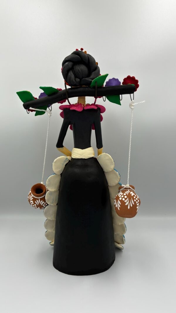 Catrina Skull Frida Kahlo Doll, Michoacan Mexico Made by Artisans Day Of The Dead, Human Skeleton, Mexican Decorations, Sugar Skull 13” Tall - Image 5