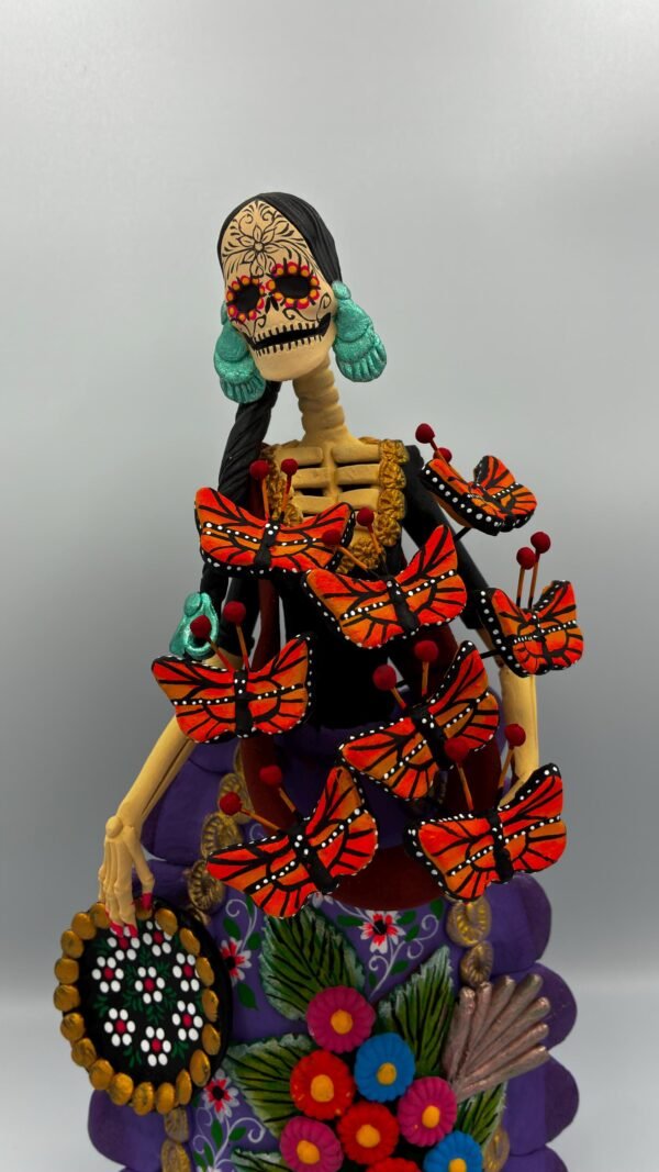 Catrina Skull Frida Kahlo Doll, Michoacan Mexico Made by Artisans Day Of The Dead, Human Skeleton, Mexican Decorations, Sugar Skull 13” Tall - Image 4