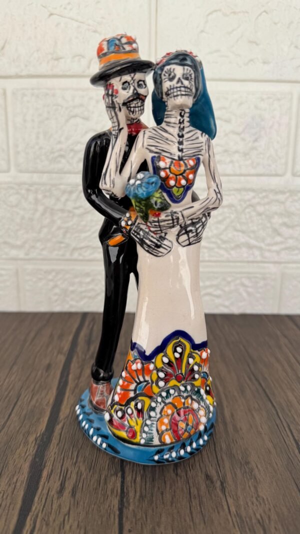 Catrina Handmade Talavera Day of the Dead  Colorful Ceramic Folk Art from Puebla, Mexico Día de los Muertos Skeleton Figurine Wedding Gift - Image 4