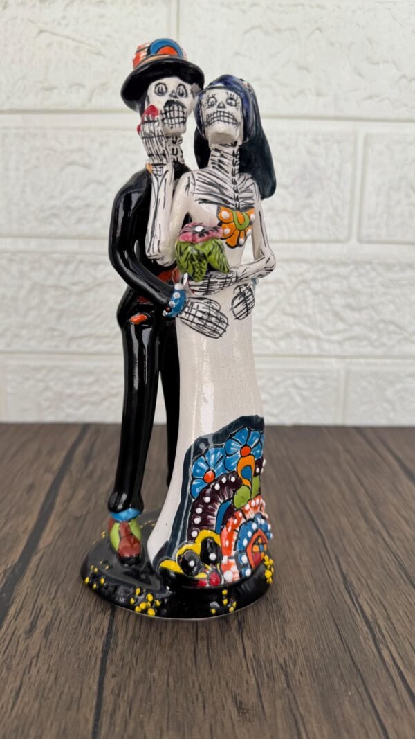 Catrina Handmade Talavera Day of the Dead  Colorful Ceramic Folk Art from Puebla, Mexico Día de los Muertos Skeleton Figurine Wedding Gift - Image 3