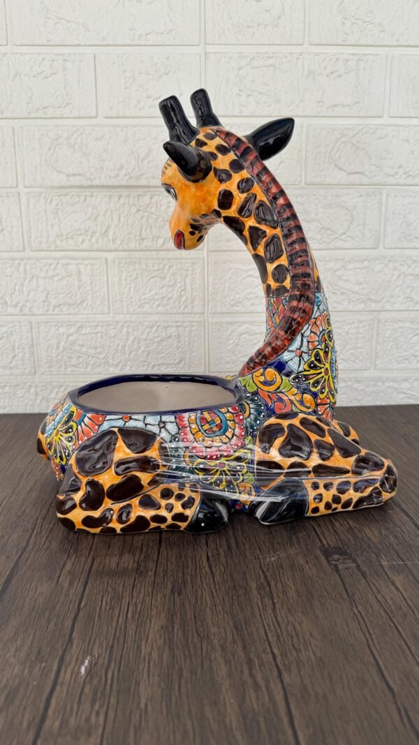 Large Giraffe Pot Planter  Talavera Colorful  Figurine  Ceramic Pottery Artisan Hand Painted  Decor Vibrant Folk Art from Puebla  Decor - Image 4