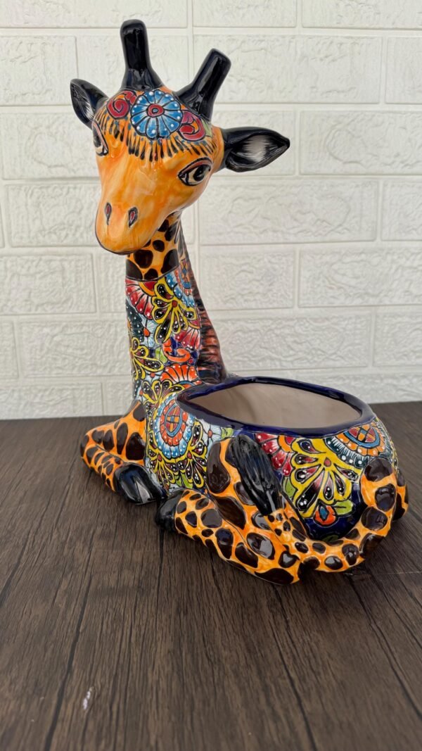 Large Giraffe Pot Planter  Talavera Colorful  Figurine  Ceramic Pottery Artisan Hand Painted  Decor Vibrant Folk Art from Puebla  Decor - Image 4