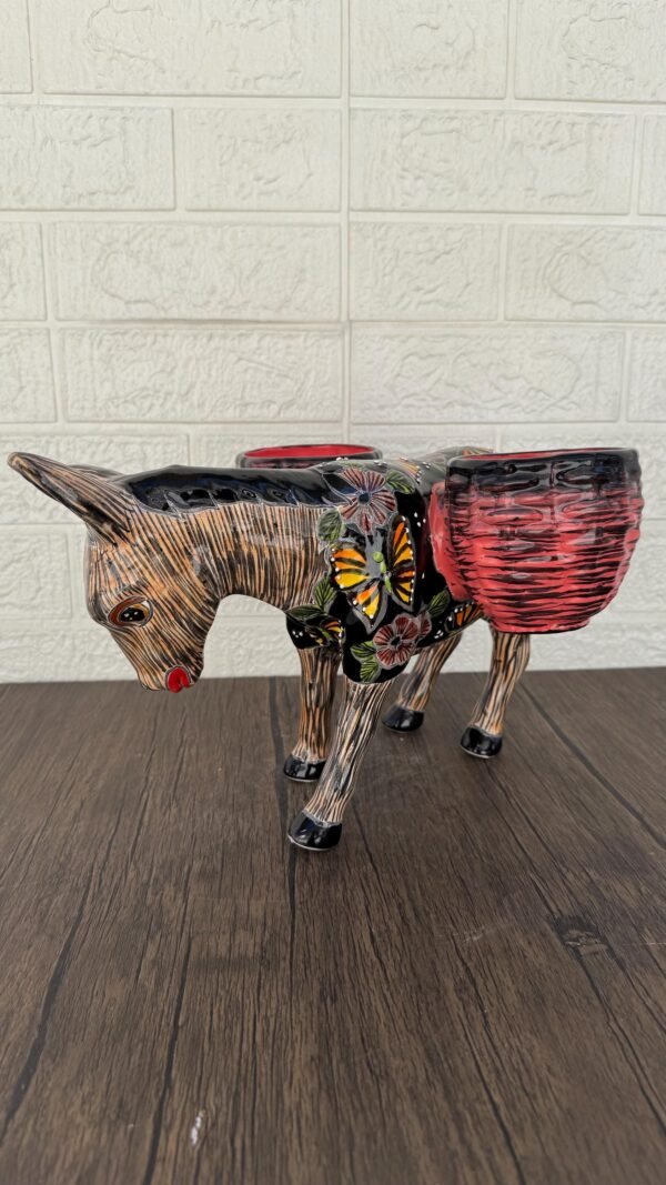 Donkey Pot Planter (2) Talavera  Figurine  Ceramic Pottery Artisan Hand Painted Farmhouse Decor Vibrant Folk Art from Puebla  Decor Burrito - Image 3