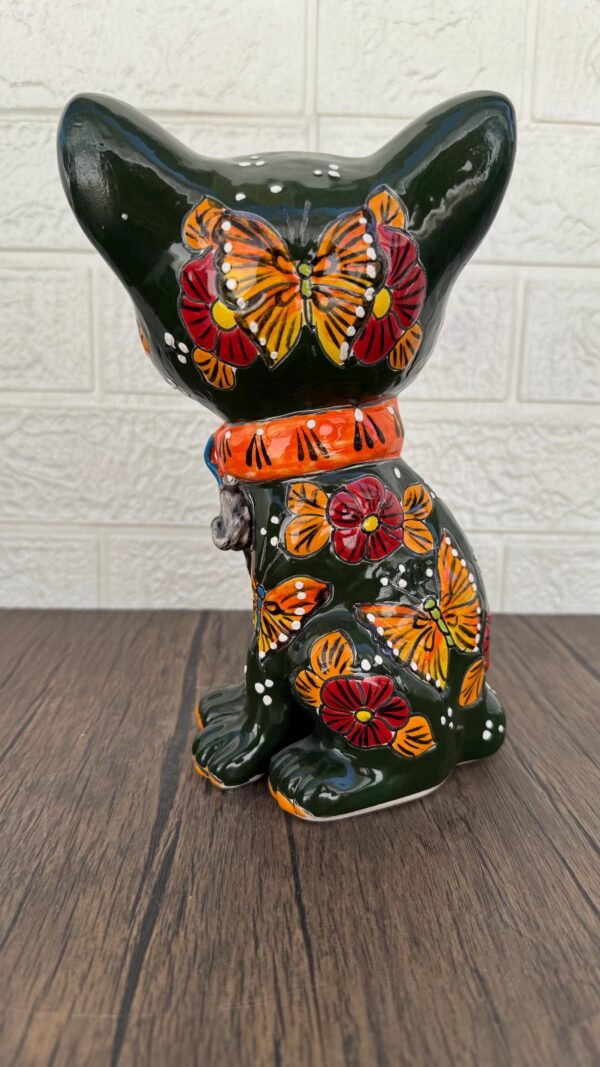 Talavera Cat, Ceramic Cat, Talavera Pottery, Puebla Mexican Pottery, Cat Statue, Cat Sculpture Figurine Hand Painted Artisans - Image 4