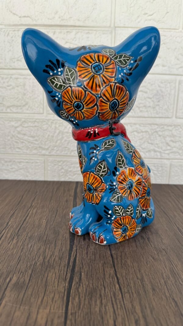 Talavera Cat, Ceramic Cat, Talavera Pottery, Puebla Mexican Pottery, Cat Statue, Cat Sculpture Figurine Hand Painted Artisans - Image 4