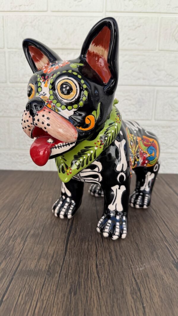 Talavera French Bulldog Sculpture Ceramic Dog, Talavera Pottery, Puebla Mexican Pottery, French Bulldog Statue, Handmade and Hand Painted - Image 3
