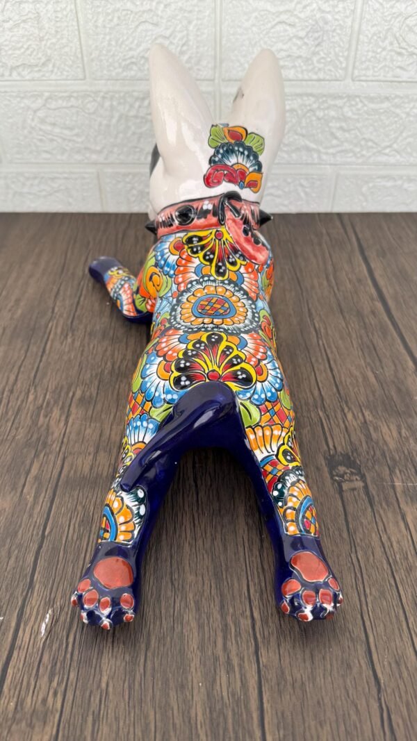 Talavera Bull Terrier Sculpture  Ceramic Dog, Talavera Pottery, Puebla Mexican Pottery, Bull Terrier Statue, Handmade And Hand Painted - Image 4