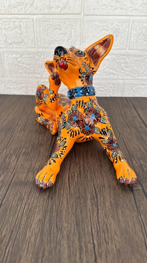 Talavera Xoloitzcuintle, Ceramic dog, Talavera Pottery, Authentic Puebla Mexico Pottery, Xolo Statue, Dog Sculpture Xoloitzcuintle - Image 3