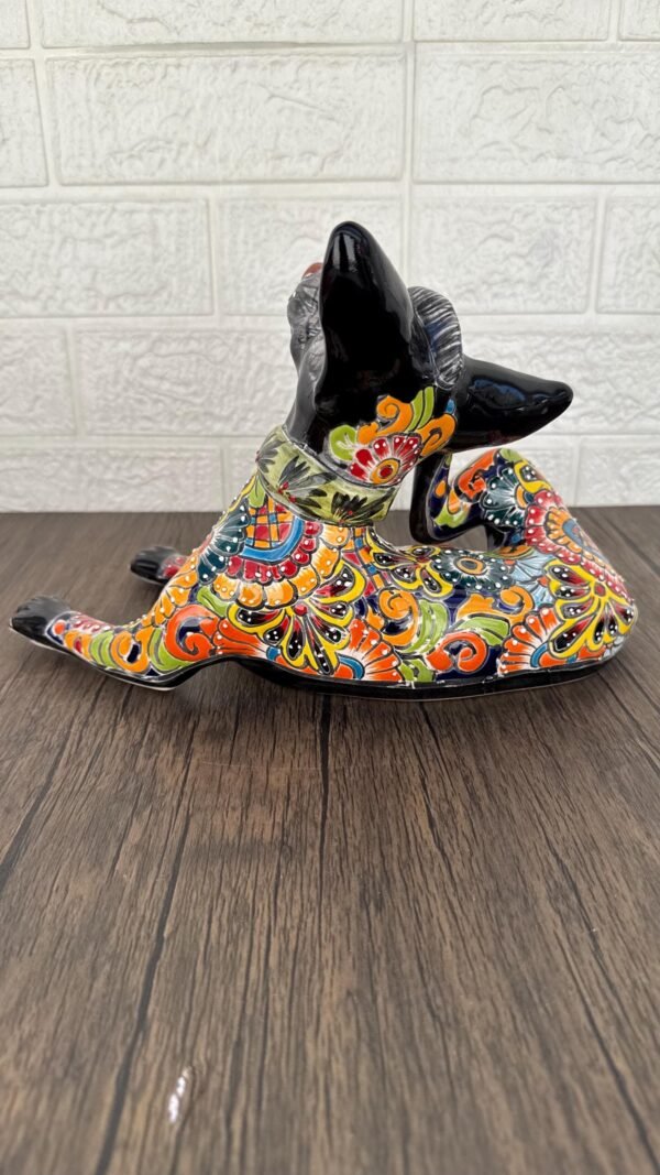 Talavera Xoloitzcuintle, Ceramic dog, Talavera Pottery, Authentic Puebla Mexico Pottery, Xolo Statue, Dog Sculpture Xoloitzcuintle - Image 4