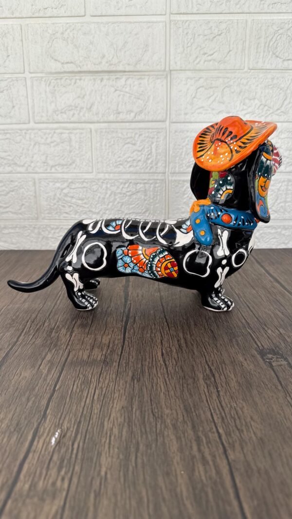 Talavera Dachshund Scupture Ceramic Dog, Talavera Pottery, Puebla Mexican Pottery, Dachshund Statue, Handmade And Hand Painted  Home Decor - Image 3