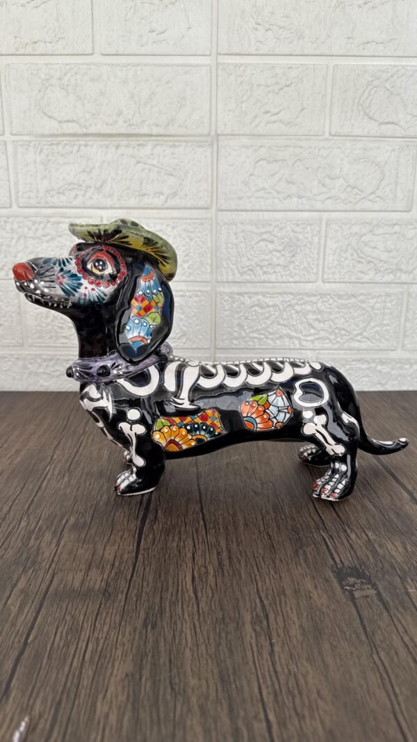Talavera Dachshund Scupture Ceramic Dog, Talavera Pottery, Puebla Mexican Pottery, Dachshund Statue, Handmade And Hand Painted  Home Decor - Image 4