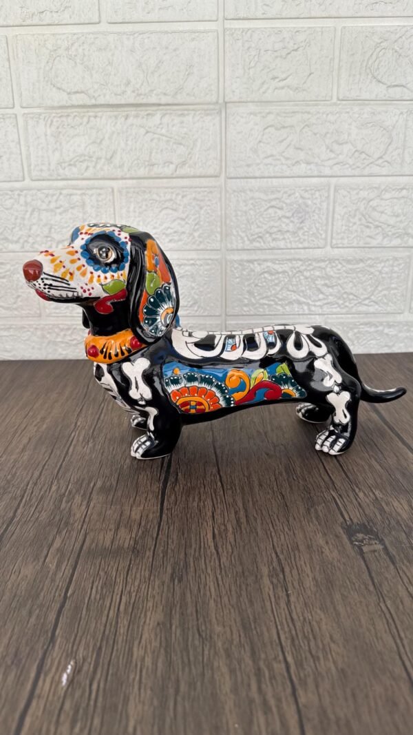 Talavera Dachshund Scupture Ceramic Dog, Talavera Pottery, Puebla Mexican Pottery, Dachshund Statue, Handmade And Hand Painted  Home Decor - Image 3